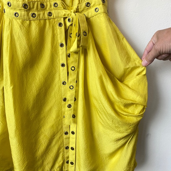 Nanette Lepore Yellow Silk Wind Swept Wrap Dress - Picture 5 of 15